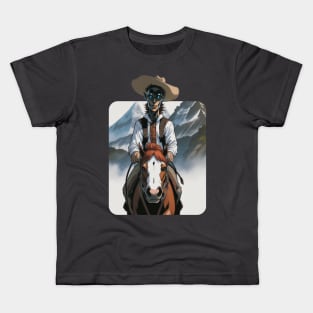 Terrifying Alien Cowboy Riding Horse Kids T-Shirt